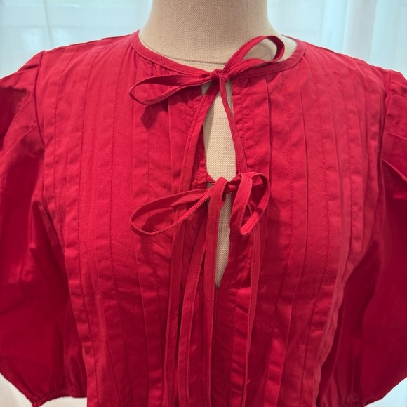 Pinch Miley Top Size Small NWT Puffed Sleeve in Deep Red - Picture 4 of 7